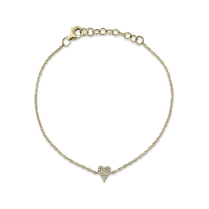 Yellow gold Pave Diamond Heart Bracelet