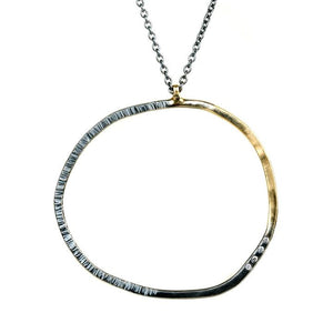 Gold and Oxidized Silver Diamond Necklace