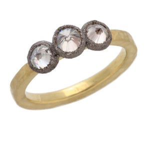Hammered Yellow Gold Inverted Diamond Ring