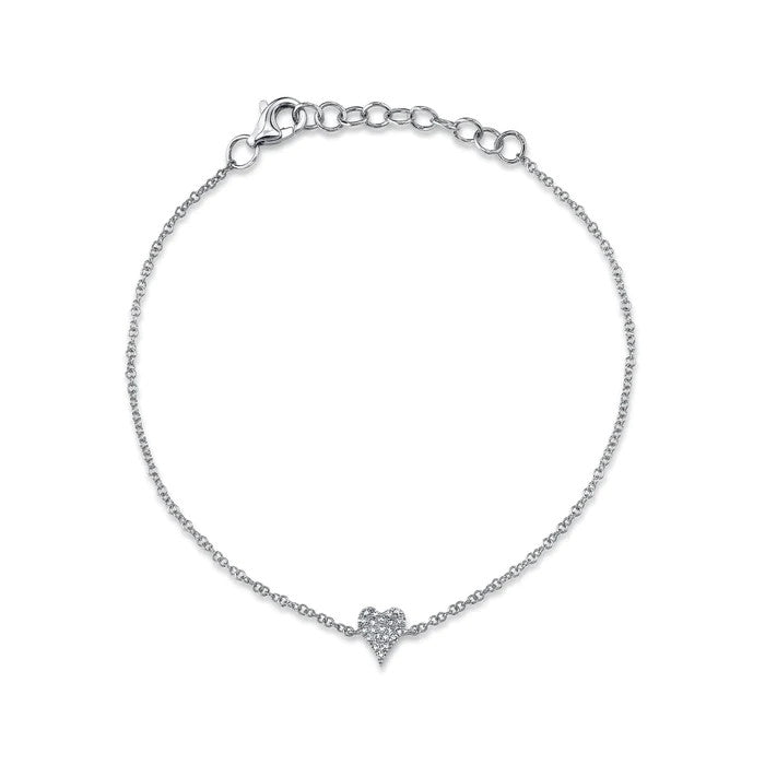 White Gold Pave Diamond Heart Bracelet