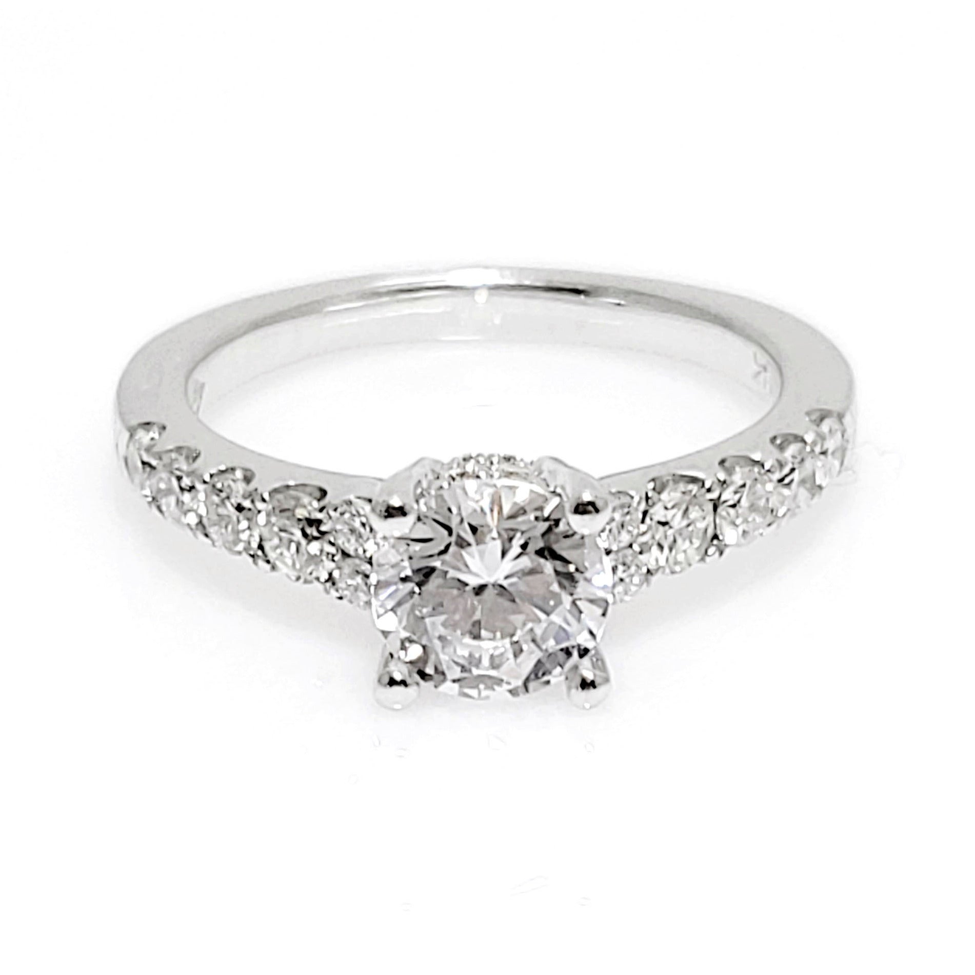 14K White Gold Graduated Diamond Semi-Mount Engagement Ring