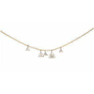 Trillion Blue Sapphire and Diamond Lariat Chain Necklace - Turgeon Raine