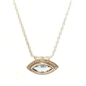 Diamond Halo Aquamarine Necklace