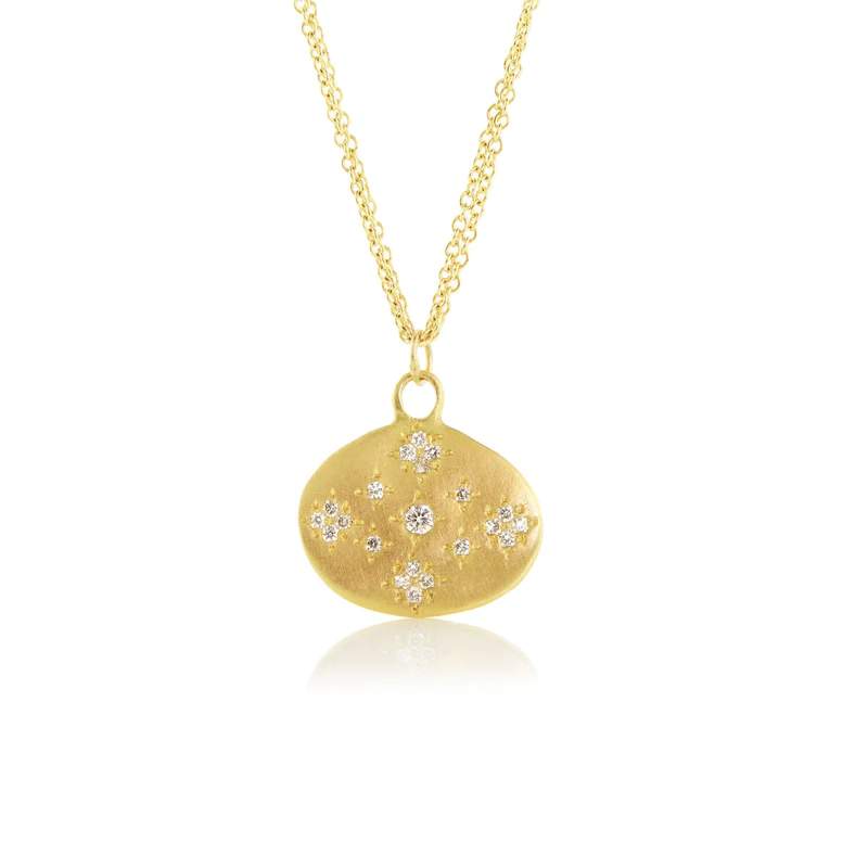 Moon and Stars Diamond Pendant Necklace