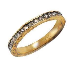 Yellow Gold Hammered Diamond Ring