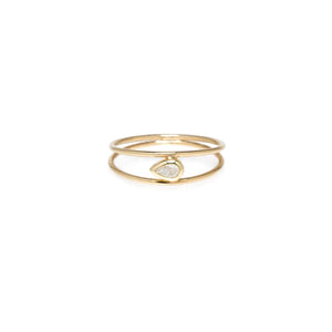 Open Band Ring with Pear Shaped Diamond