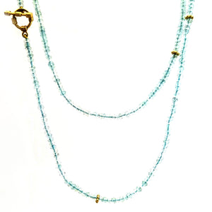 Aquamarine Beaded Necklace with Toggle Clasp