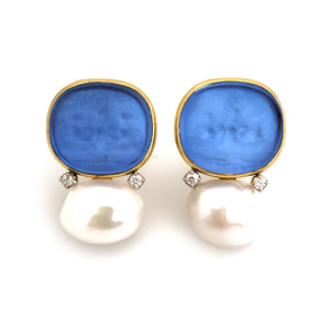 Pearl and Venetian Glass Earrings