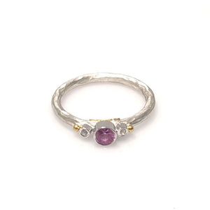 Pink and White Sapphire Prismic Ring