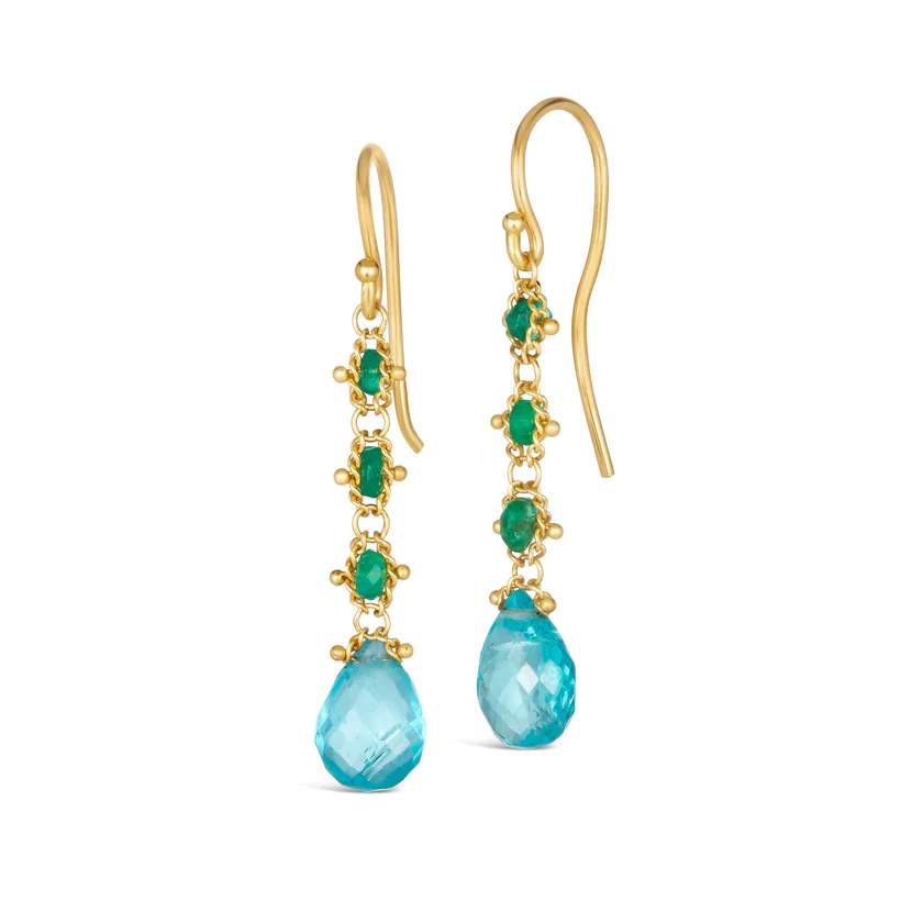 Aquamarine and Blue Diamond Drop Earrings