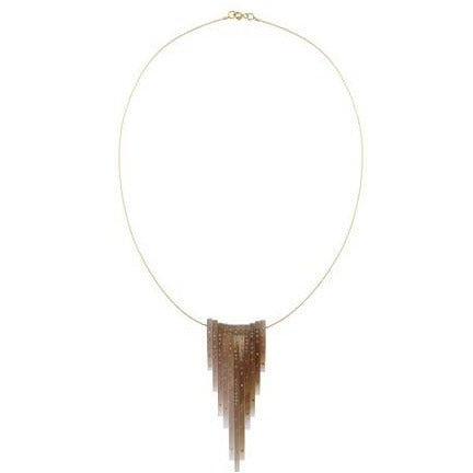 Gray Agate and Diamond Feather Necklace