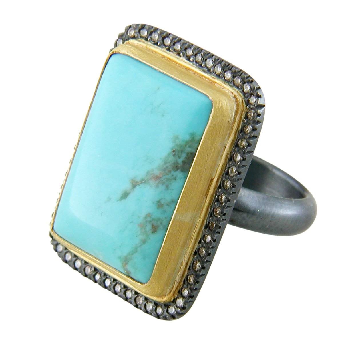Oxidized Sterling Silver Tourquoise Ring