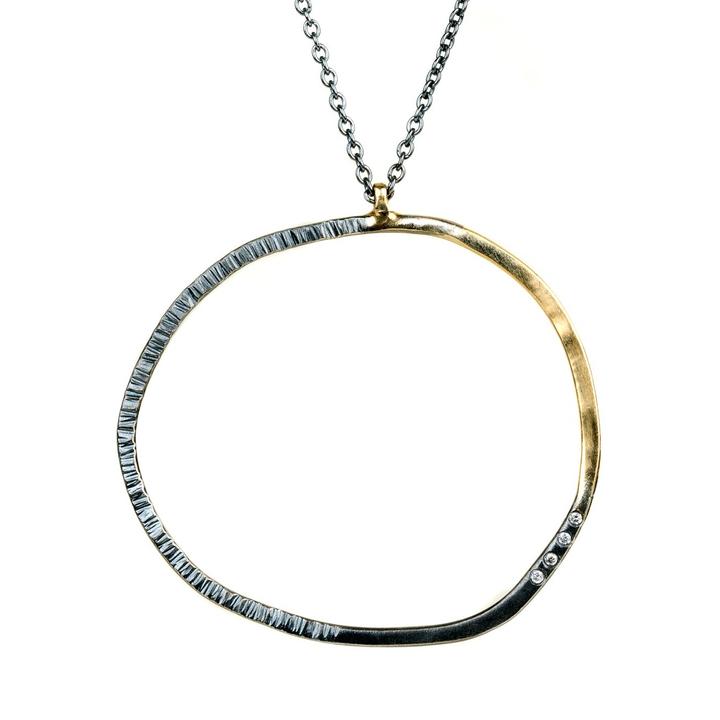 Gold and Oxidized Silver Diamond Necklace