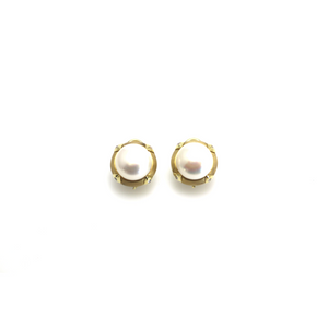 Freshwater Pearl and Diamond Earrings
