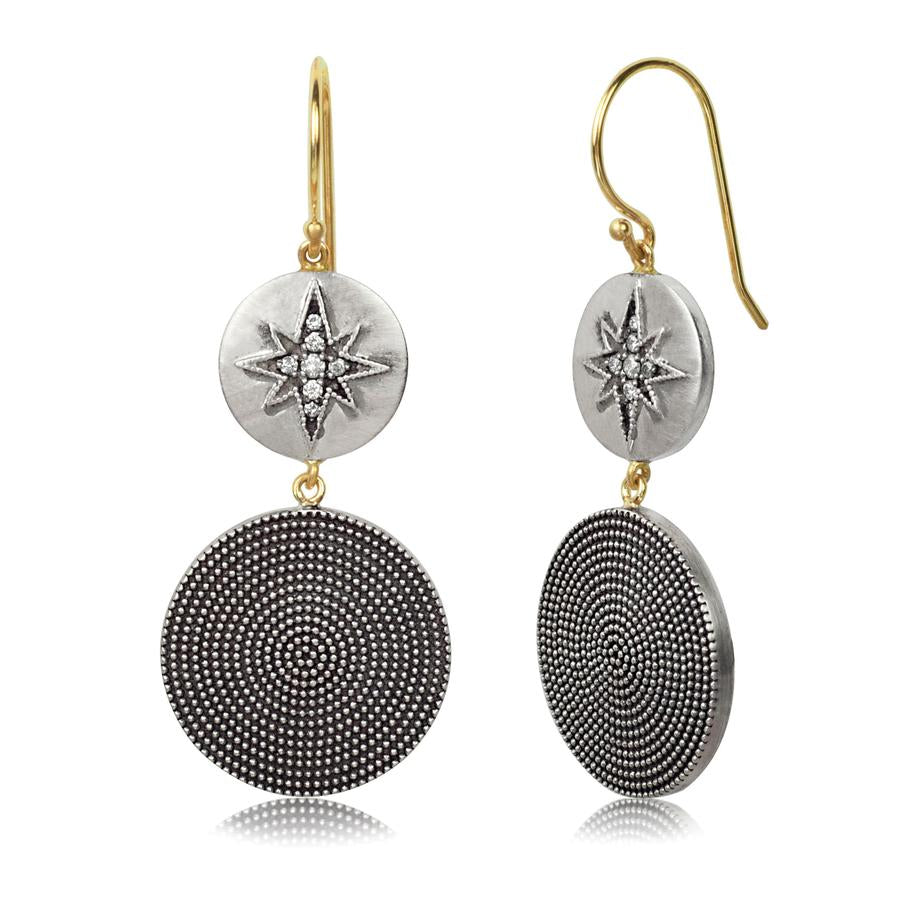 Sterling Silver and Diamond Starburst Earrings