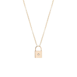 Padlock Necklace with Single Diamond