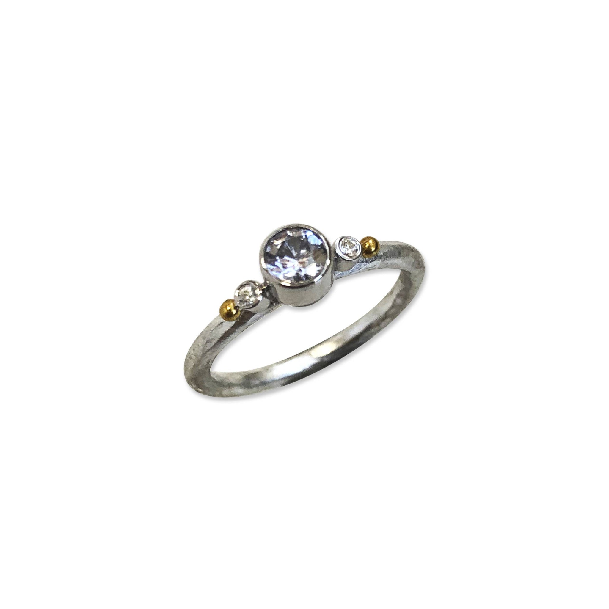 Blue and White Sapphire Prismic Ring