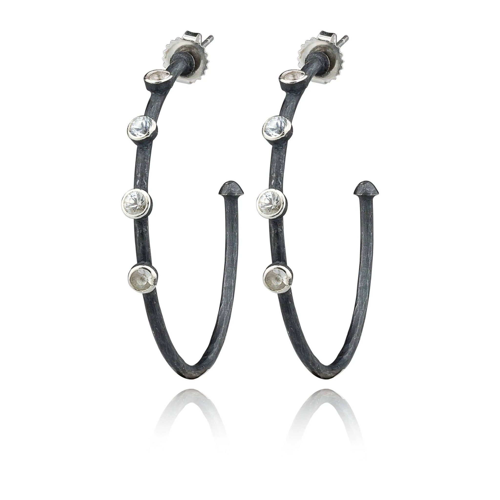 Oxidized Sterling Silver Hoop Earrings