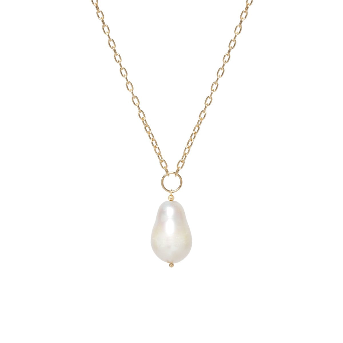 Link Chain Necklace with Baroque Pearl