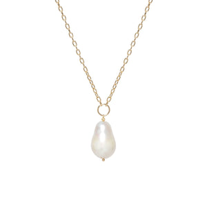 Link Chain Necklace with Baroque Pearl