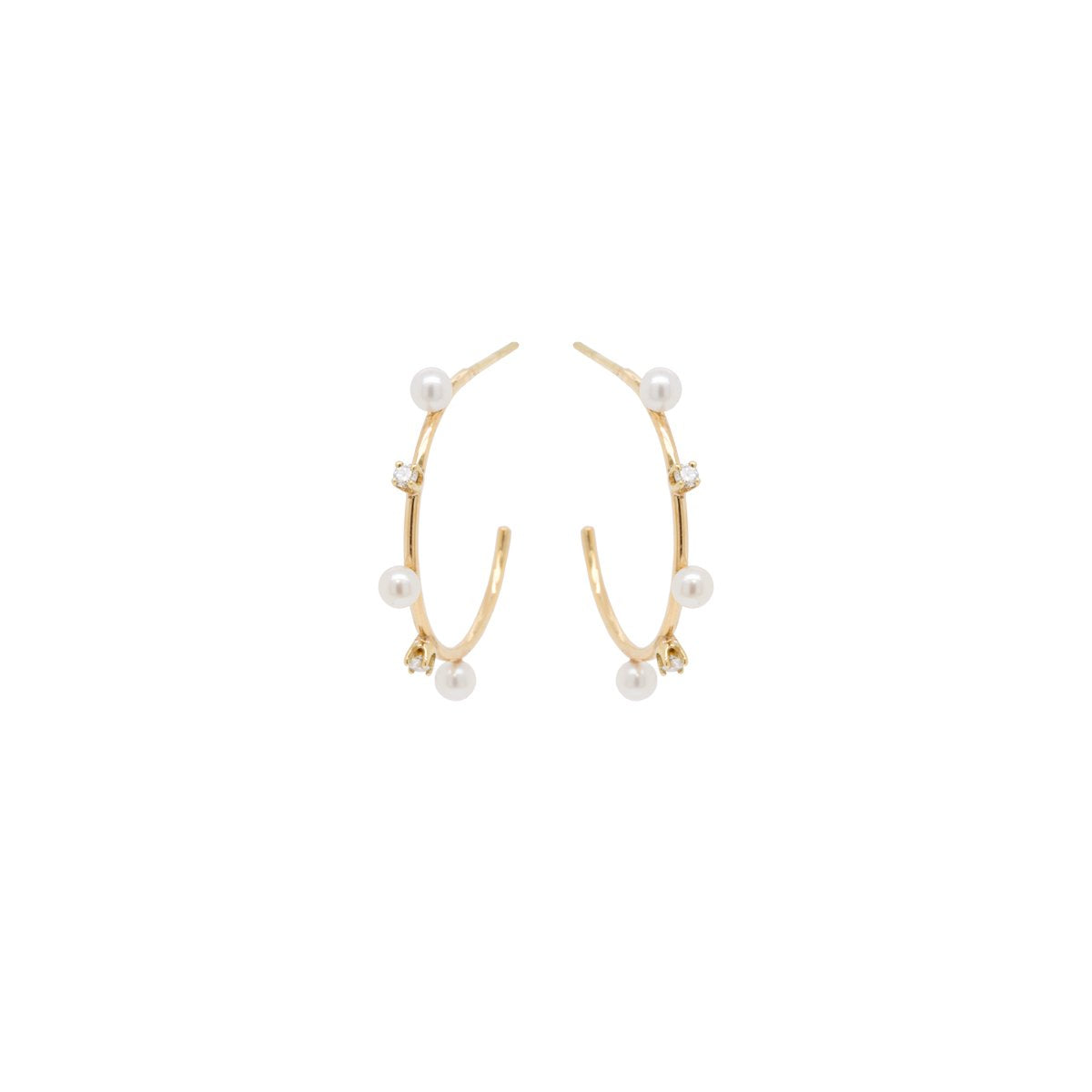 Hoops with Pearl and Diamond Earrings