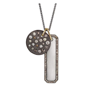 Round Silver and Diamond Pendant with Bar Pendant