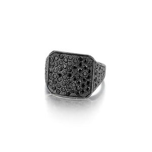Sterling Silver Black Diamond Signet Ring