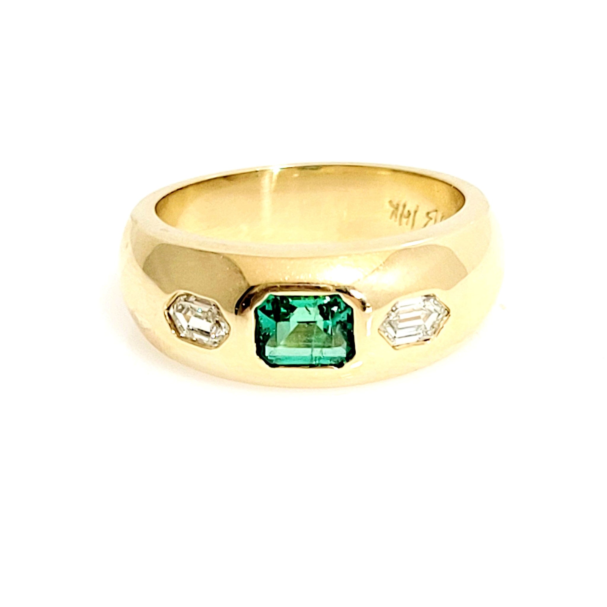Emerald and Diamond Dome Ring