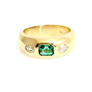 Emerald and Diamond Dome Ring