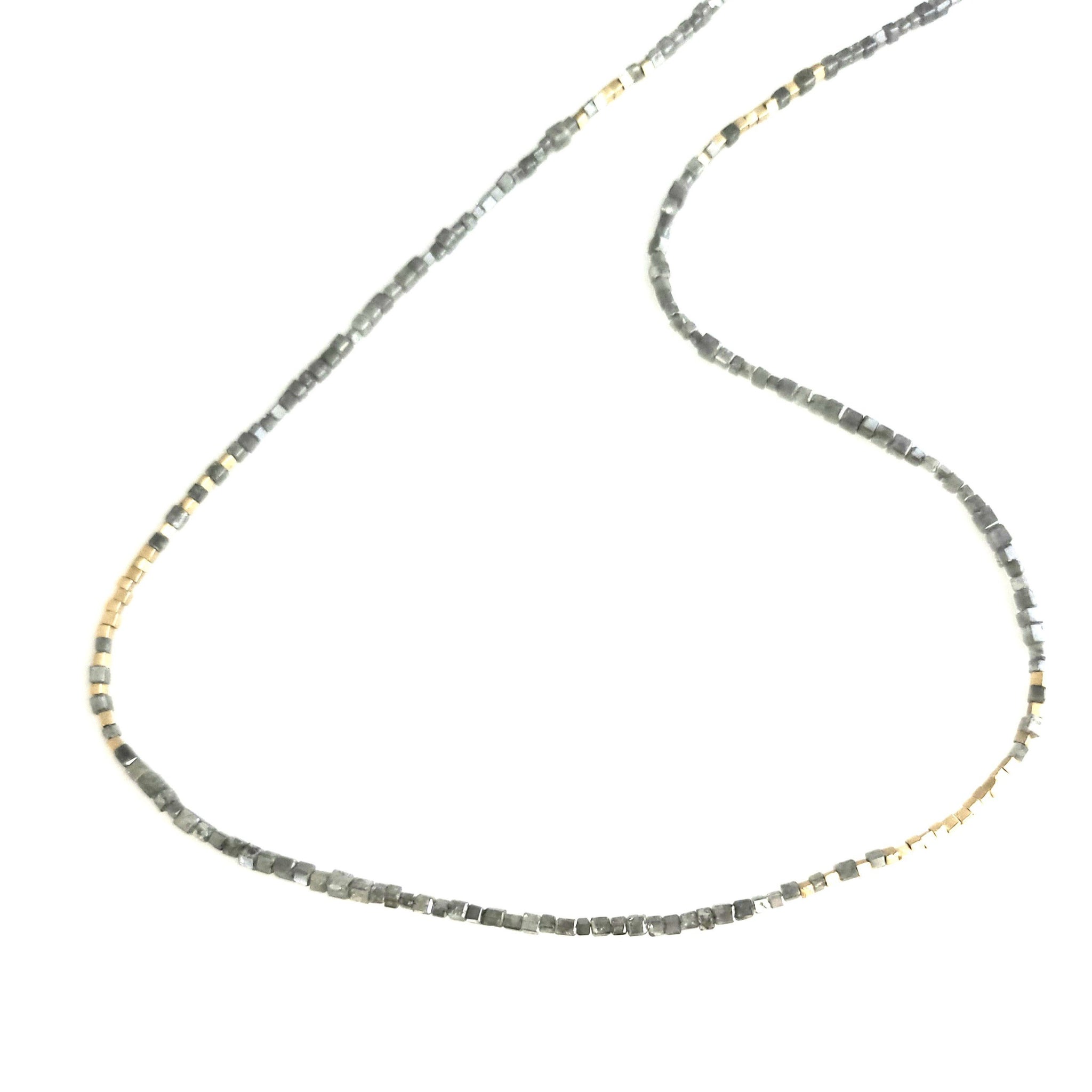 Grey Diamond Bead Necklace