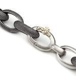 Sterling Silver and Black Diamond Link Bracelet