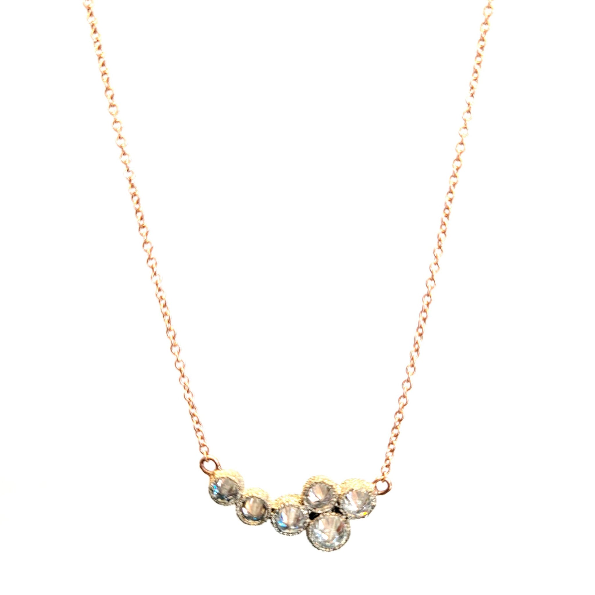Rose Gold Inverted Pin Set Diamond Necklace