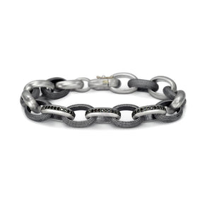 Sterling Silver and Black Diamond Link Bracelet