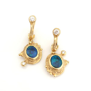 Opal and Diamond Dangle Earrings