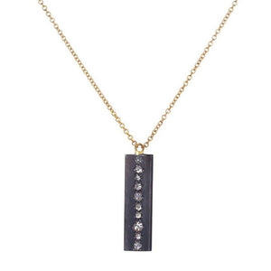 Rectangle Bar Necklace With Inverted Diamonds